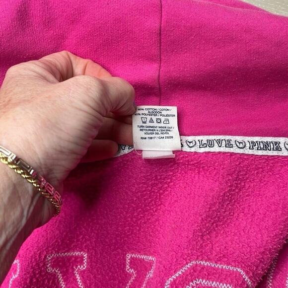 Y2K style PINK hooded zip up sweatshirt - Picture 6 of 8